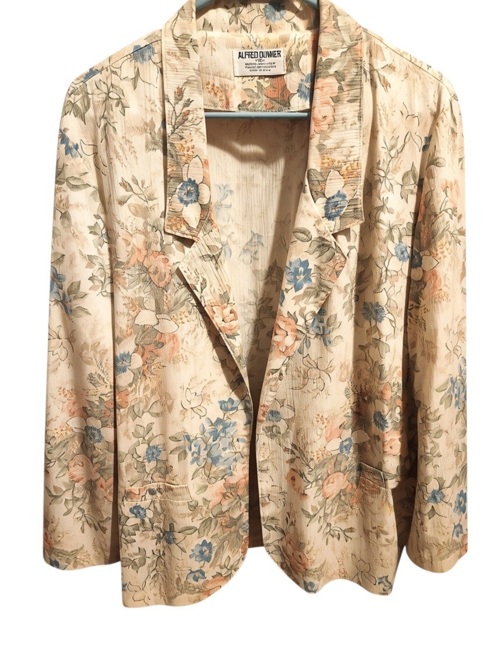 Alfred Dunner Cream Floral Blazer with Blue and Peach Accents